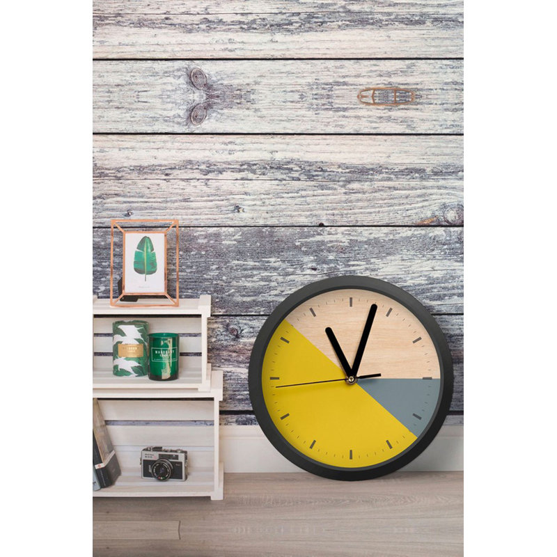 Horloge décorative en panneau de fibres à densité moyenne, Jaune