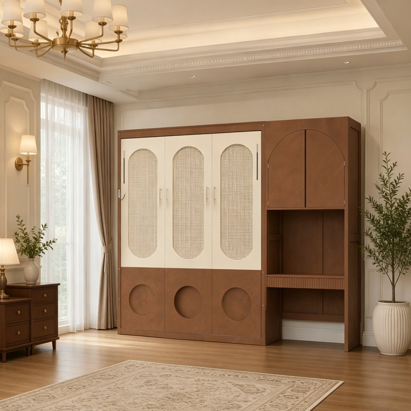 Bed, Beige, noyer