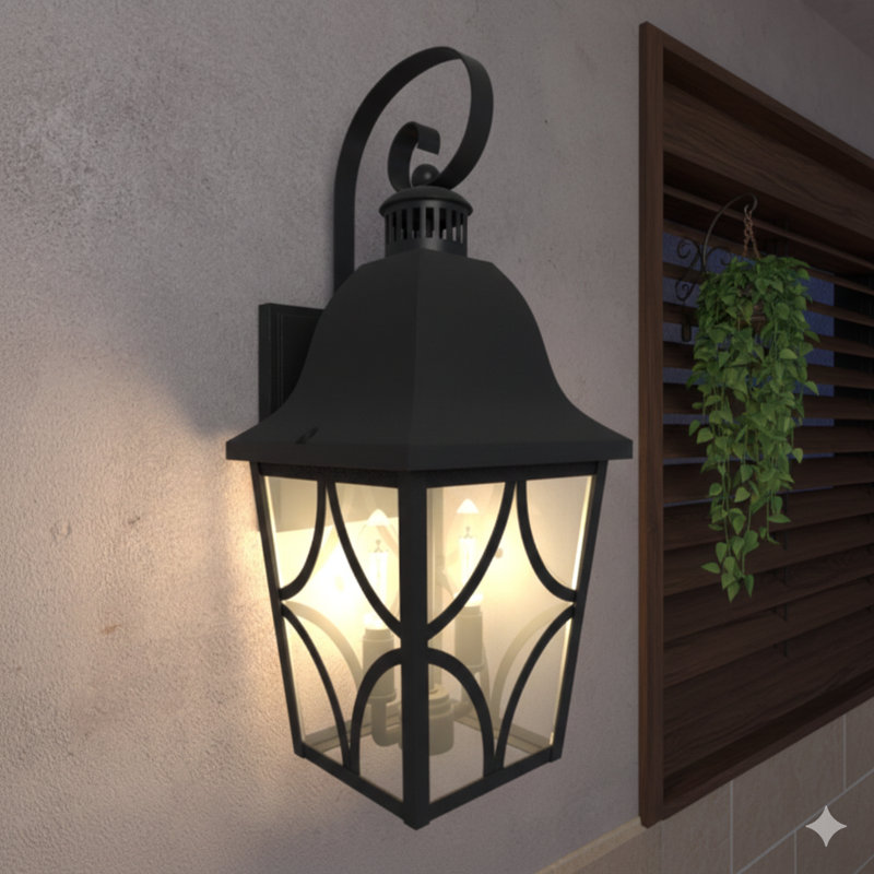 Two Exterior Wall Sconce Lights Designed For Porch And Outdoor Walls, Built With Waterproof Housing, A Matte Black Finish, And Clear Glass Panels. Perfect For Mounting On Houses, Garages, And Front Entryways (Set Of Two).