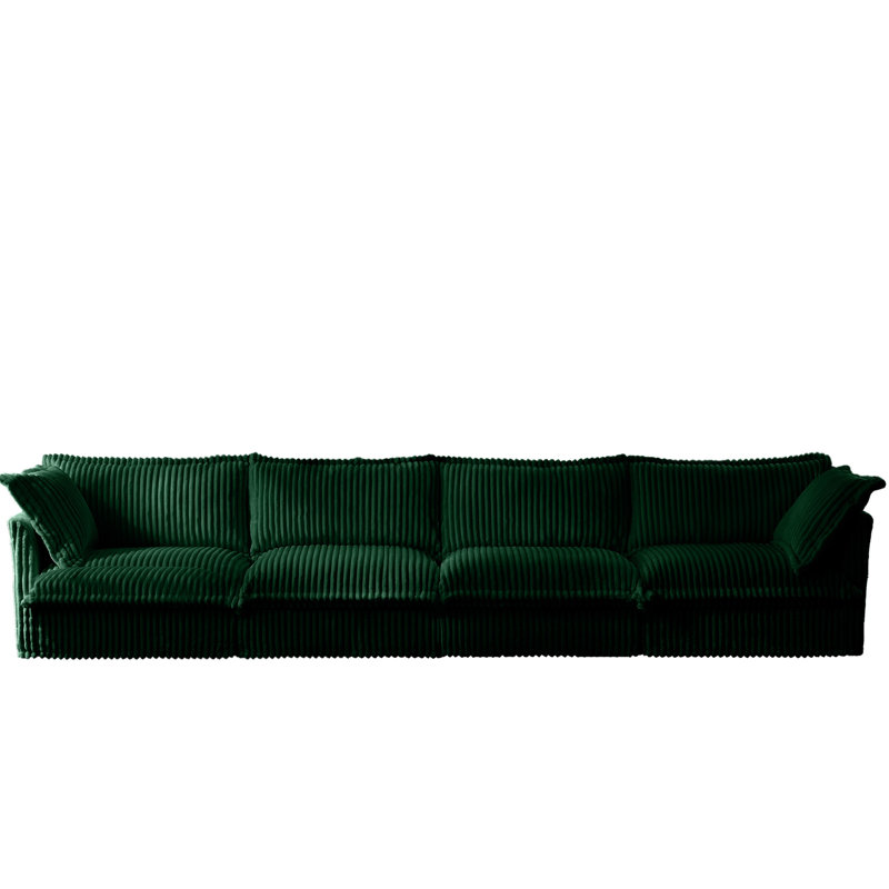 Canapé extra profond 4 places, velours côtelé avec housse amovible, style salon pour la chambre, détente