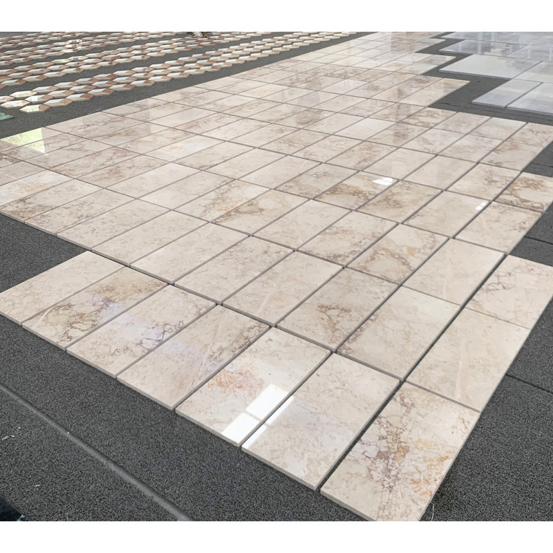 Carreaux de marbre naturel poli 12 x 24 pouces pour décoration murale de couloir et de hall d'entrée, 4 pièces dans un plancher intérieur en pierre