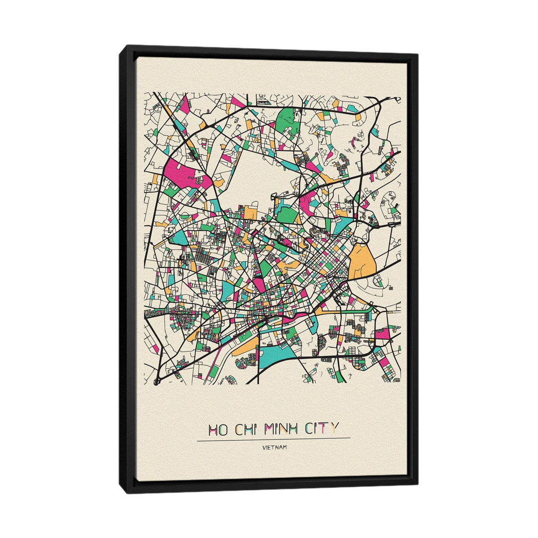 Gerahmtes Leinwandbild Ho Chi Minh City, Vietnam Map von Ayse Deniz Akerman