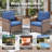 Coady 9 - Pieces Outdoor Courtyard Wicker Family Conversation Set Group With 4 Armchairs-439196242-439196243
