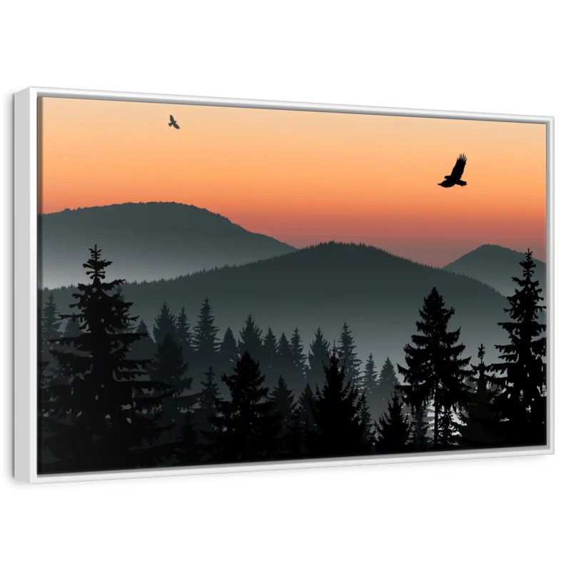 Misty Mountain Eagles, Cadre flottant blanc, 31 po x 21 po