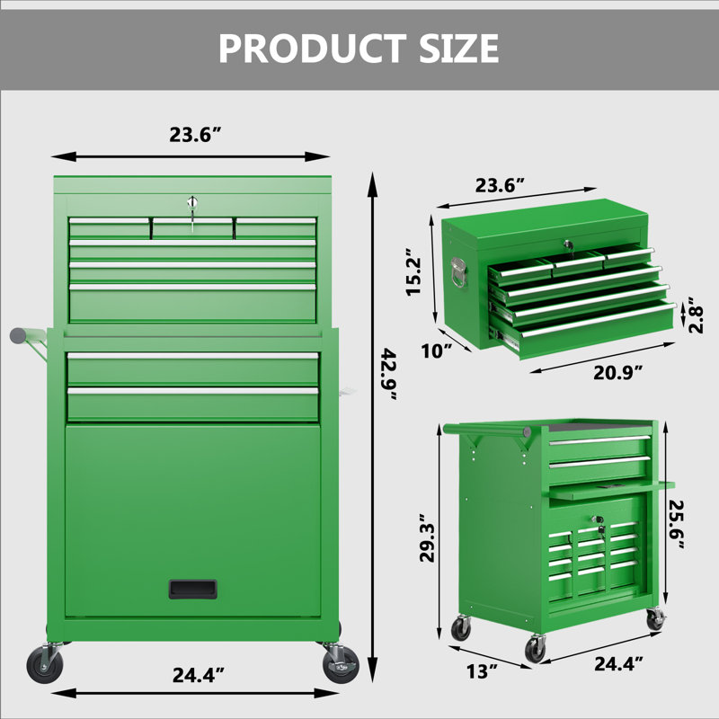 Commodes pliantes 8 tiroirs Anacortes, Green
