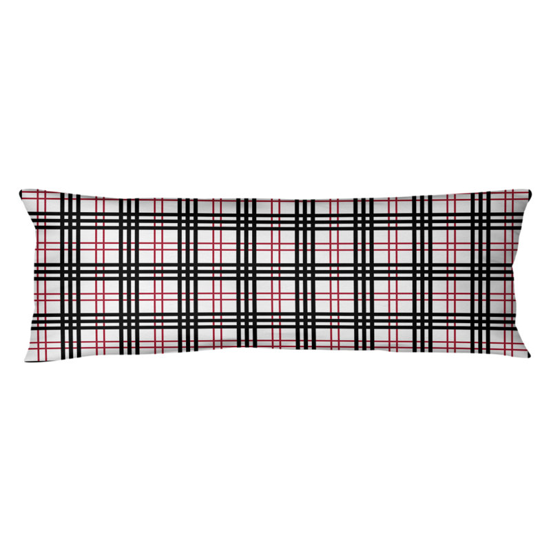 Polyester Medium Pillow, White/Red/Black, Plush Fleece