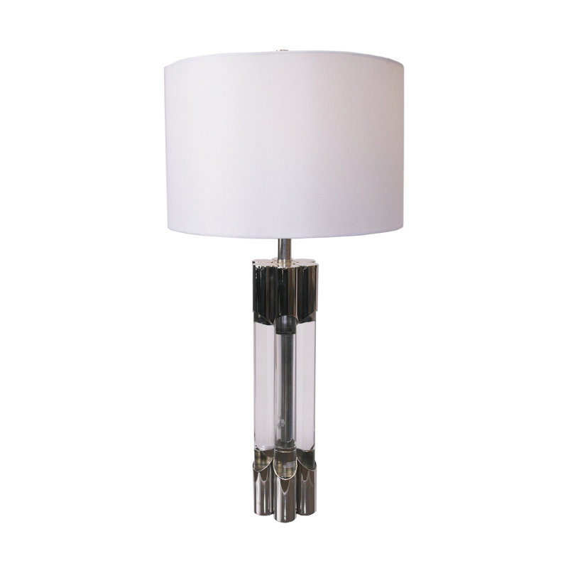 Lampe de table en verre 1 lumière Blanco, Nickel poli