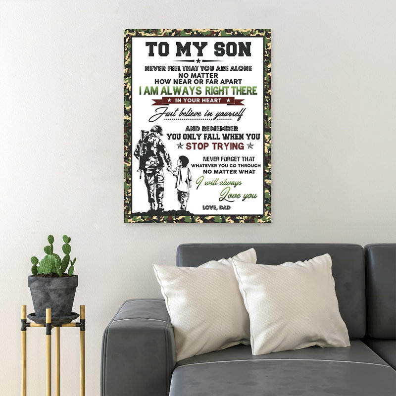 «A Letter To Son - Never Feel That You Are Alone I Am Always Right There», reproduction d'art graphique sur toile tendue 1 pièce