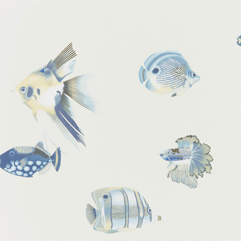 Kamanu Wallpaper, Indigo/Pebble