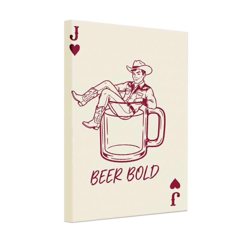 Fashion Cowboy assis dans une tasse de bière avec texte, H 18 po x l 12 po