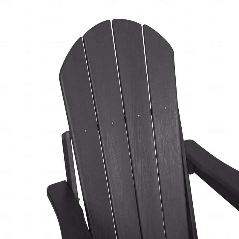 Chaise Adirondack d'extérieur, pliable avec porte-gobelet double, matériau composite avec texture de bois, gris, Gris