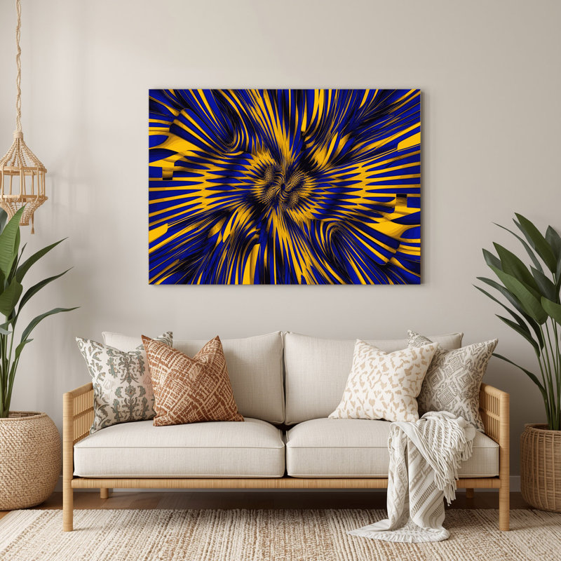 Art mural bleu op Op 9, H 132 po x l 168 po x P 0,05 po