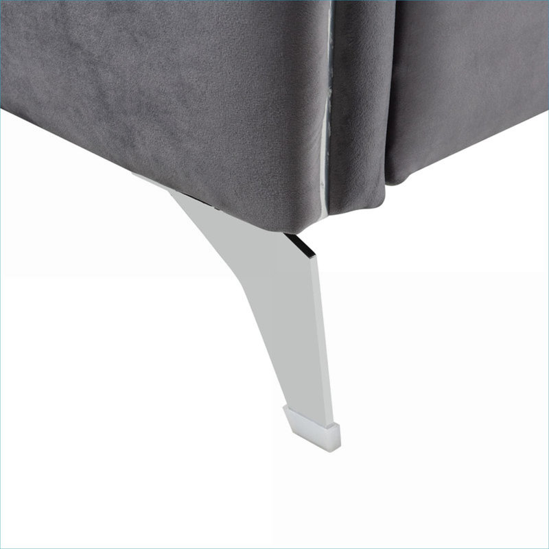 Chaise rembourrée en velours gris 32 po