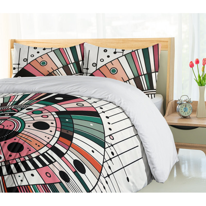 Geometric Shapes Duvet Cover, King Duvet Cover + 2 Standard Shams
