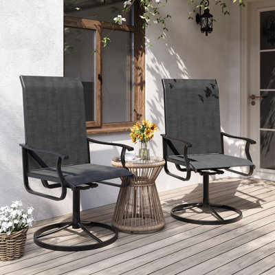 2-Piece Outdoor Swivel Patio Dining Chairs
