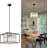 Modern 4-Light Farmhouse Chandelier With Crystals - Black Metal For Kitchen, Dining Room, Living Room