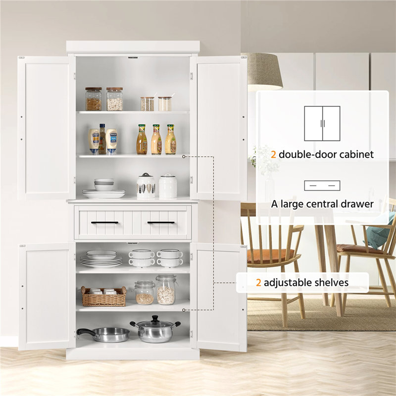 Buntin Kitchen Cabinet, White