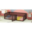 Structure de lit simple en bois avec clôture et porte-1554489005-1554489004
