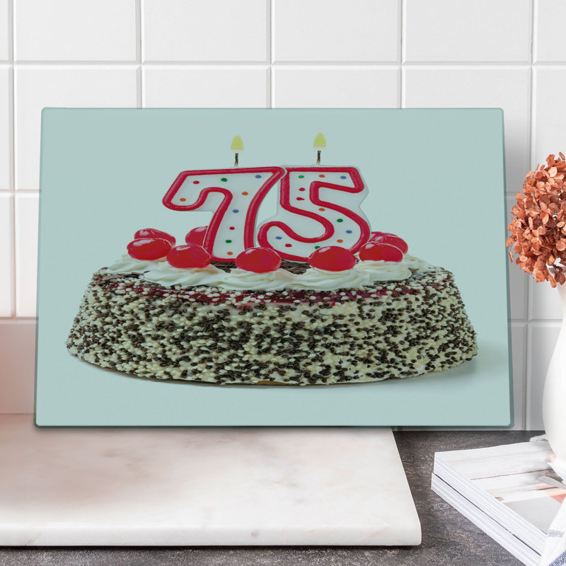 Ambesonne Birthday Cutting Board Large Size Cake 75 Multicolor