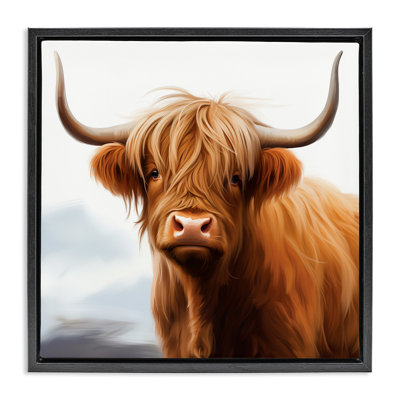 Cadre flottant à longues cornes Highland Cow Portrait, design par Heidi Kuntz