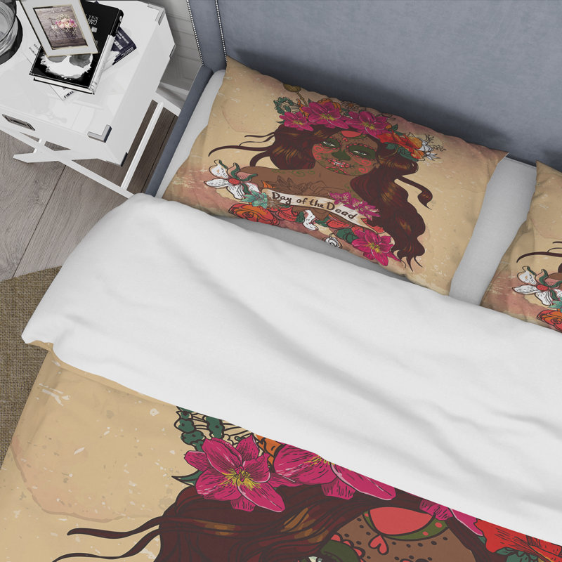 Jour des morts - ensemble de housse de couette moderne - microfibre de polyester