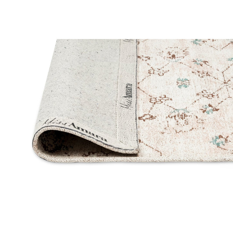 Tapis floral tissé à la machine en chenille crème, Tapis de couloir 2 pi 7 po x 13 pi