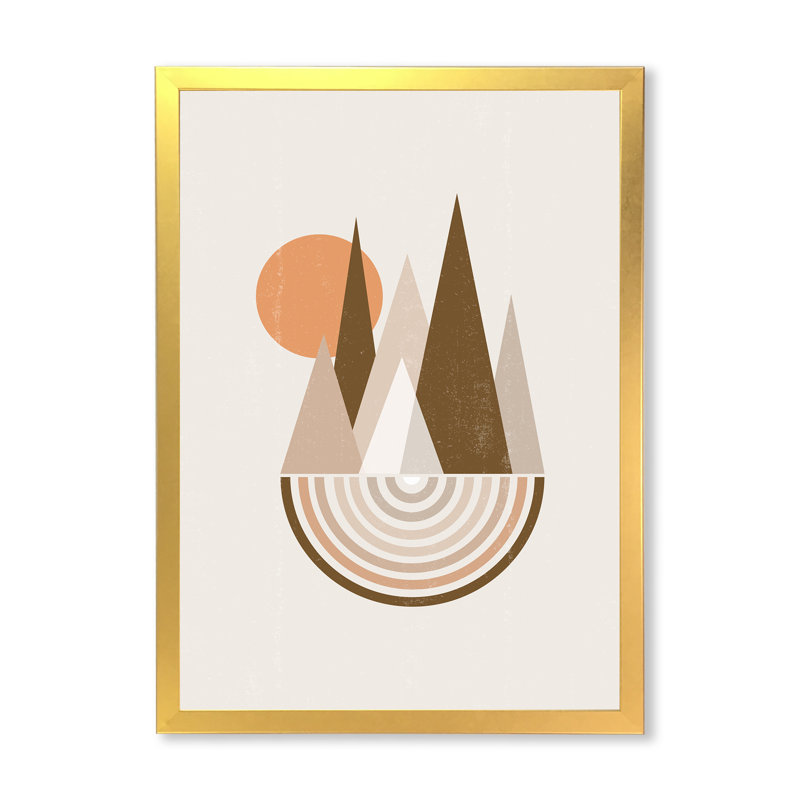 Paysage de montagne minimaliste avec pleine lune rouge - impression sur toile, H 40 po x l 30 po x 1,5 po