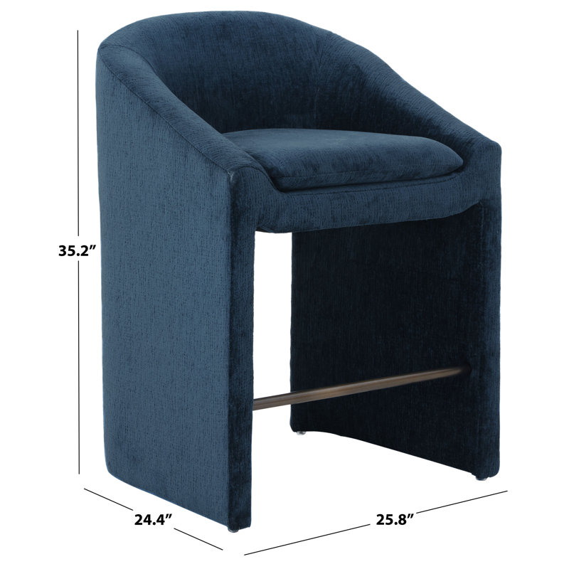 Kagan Chenille Counter Stool, Counter Stool (26.8" Seat Height), Navy