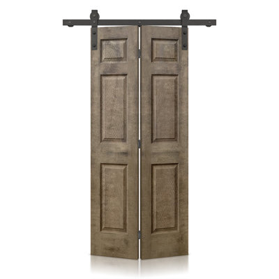 Paneled MDF Composite Bifold Barn Door with Installation Hardware Kit