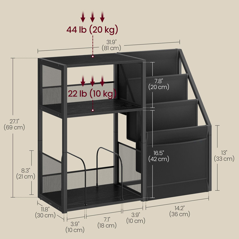 69cm H Media Shelves, Ebony Black