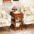  2 PCS Narrow End Tables w/Drawer Shelves & Rubber Wood Legs Sofa Side Table