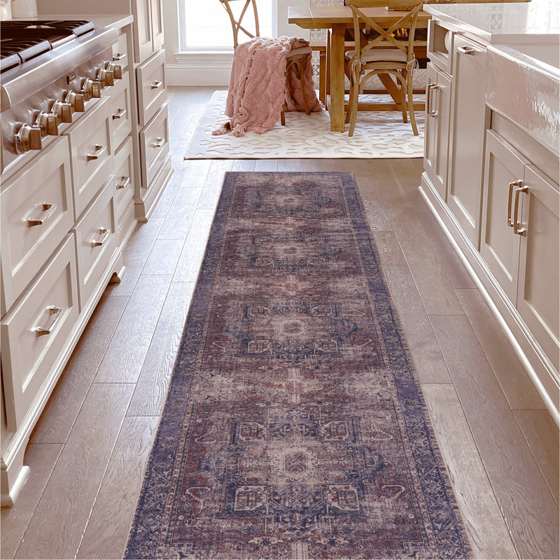 Burgundy Washable Rug 2'6'' X 10' Runner Rug (Burgundy, 2'6'' X 10'), Runner 2'6" x 10'