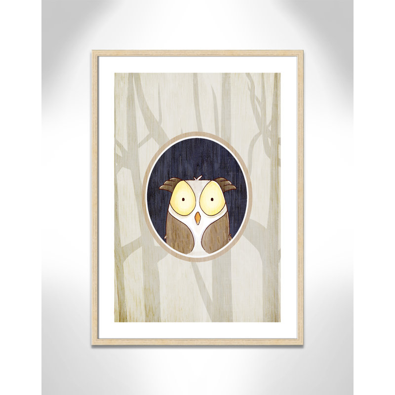 Animaux de la forêt 2, impression sur papier, H 34,5 po x l 24,5 po x P 1,18 po, Encadré de boîte beige