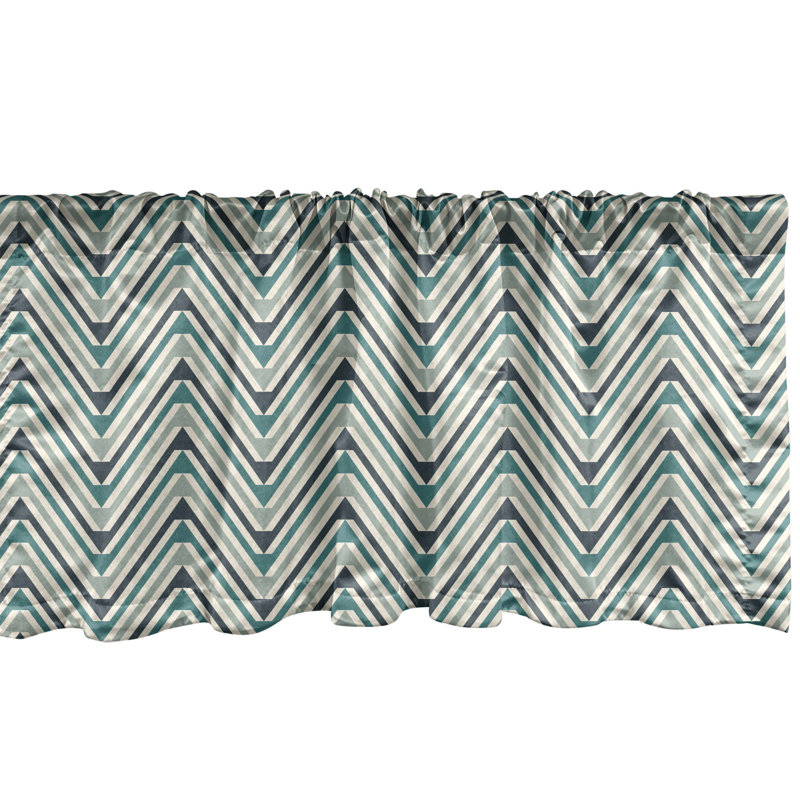 Sage Green and Blue Zigzag Satin Rod Pocket Valance Set