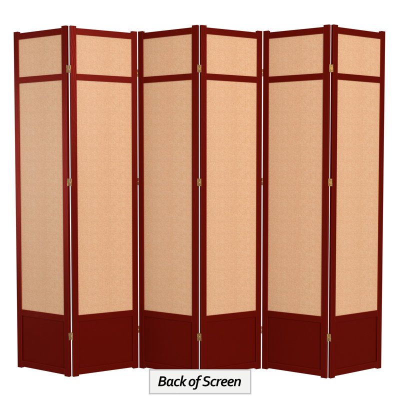 83.5" x 86" Jute Shoji 6 Panel Room Divider, Rosewood, 6 Panel