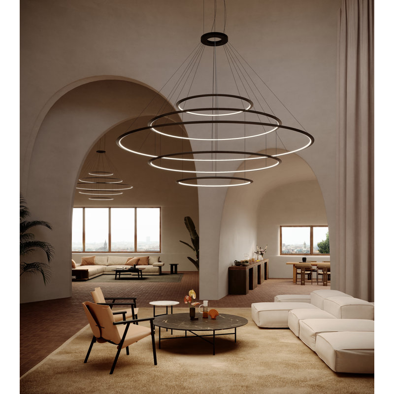 Circular 5 - Light LED Chandelier, Black, 3000K, Black