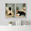 Chat, spa, serviette, bain, détente, sommeil douillet, salle de bain, humour, œuvre d'art, art mural encadré sur toile, 2 pièces