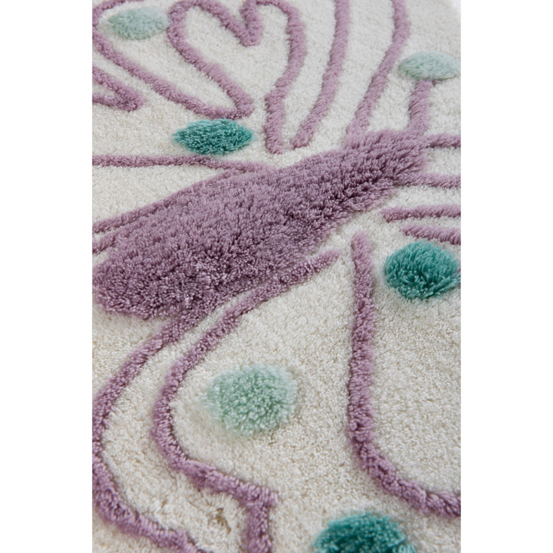 Tapis pour salle de bain Whitlock, H 0,98 po x l 23,62 po x L 39,37 po, Blanc / mauve / vert