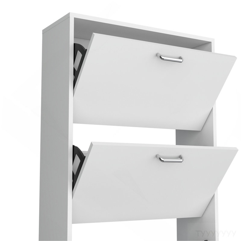 Range-chaussures, 3 portes, 3 tablettes, blanc, Blanc