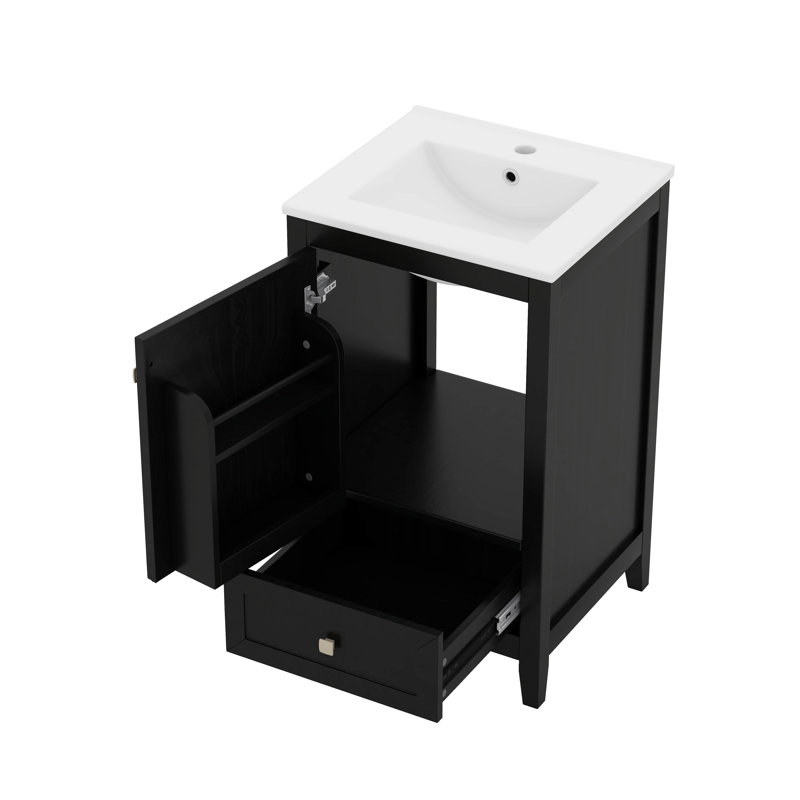 Bathroom Vanity With Sink, Small Bathroom Cabinet, Black