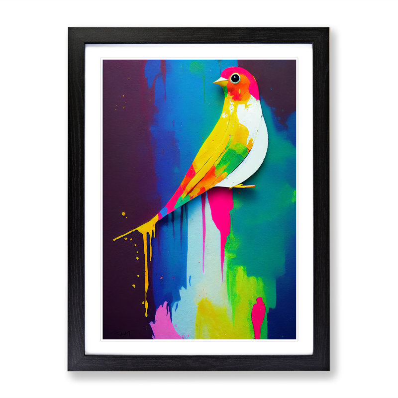 Dripping Bird No.2 Abstract - Single Picture Frame Print, Black, 64cm H x 46cm W x 2cm D