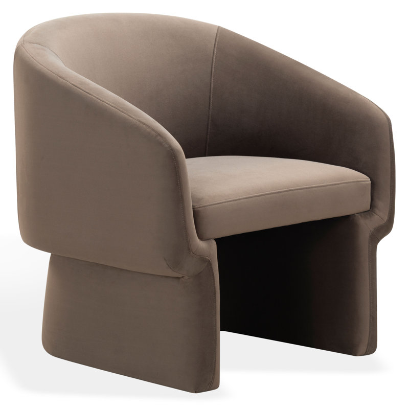 Mia 74.93Cm Wide Velvet Barrel Chair, Dark Brown Velvet