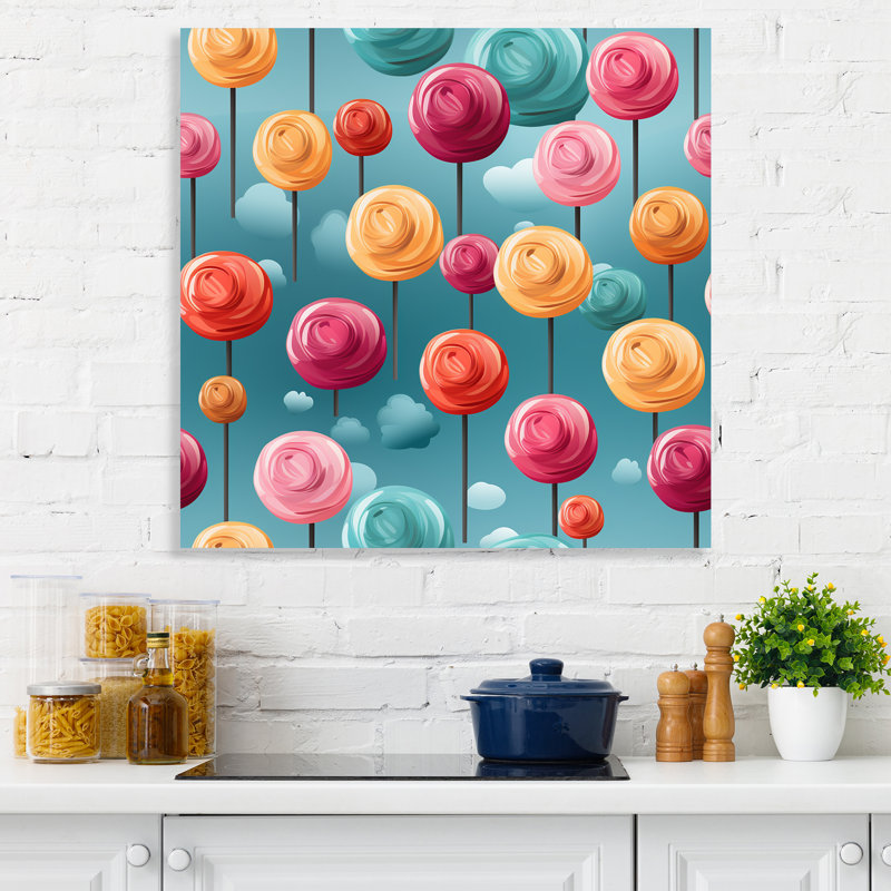 «Lollipop Dream Pattern IV - Desserts», art mural, H 36 po x l 36 po x P 1,5 po