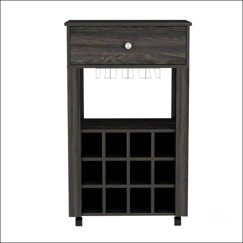 Armoire à vin 1 tiroir 12 bouteilles, Brun