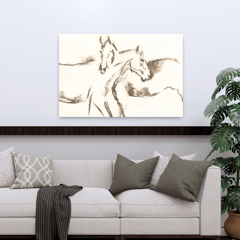«Filly Friends», art cheval contemporain abstrait, H 48 po x l 32 po
