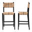 Ensemble de tabourets de bar 2 pièces avec siège en métier à tisser et cadre en bois Bohemian