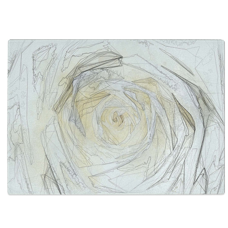 Tempered Glass Crisp Rose Chopping Board, 39 cm W x 28.5 cm L