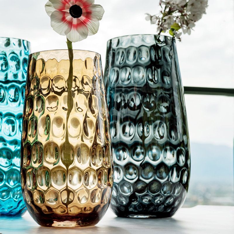 Bolla Glass Table Vase, 15" H x 7.25" W x 7.25" D, Gray
