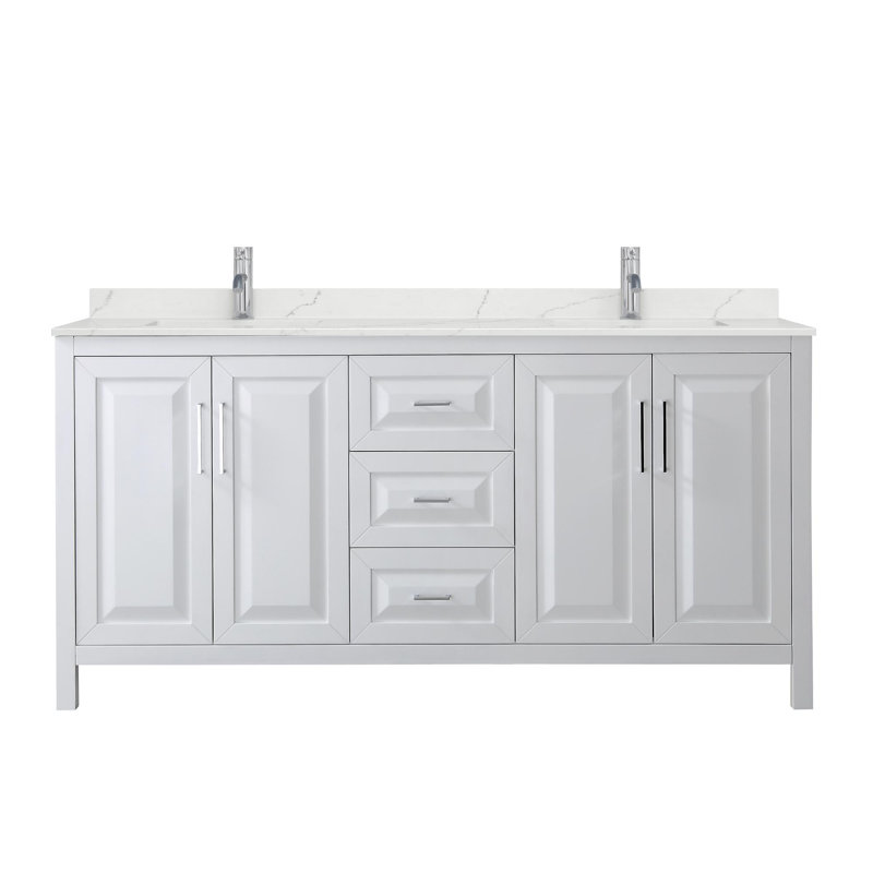 Daria 72'' W Vanity, Polished Chrome, White, White Quartz