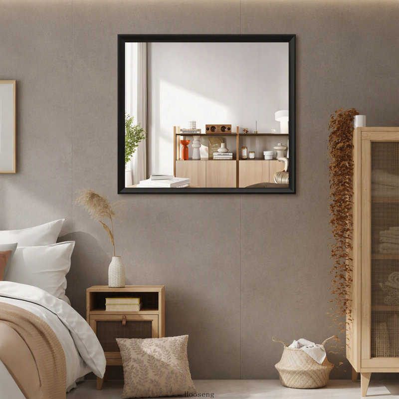 40x36 Inch Oversized Modern Rectangle Bathroom Mirror with Black Frame